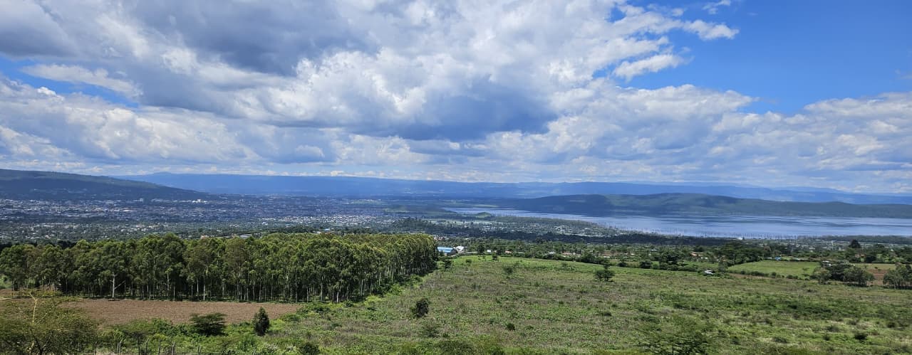 Balcony view across Lake Nakuru and the surrounding hills
